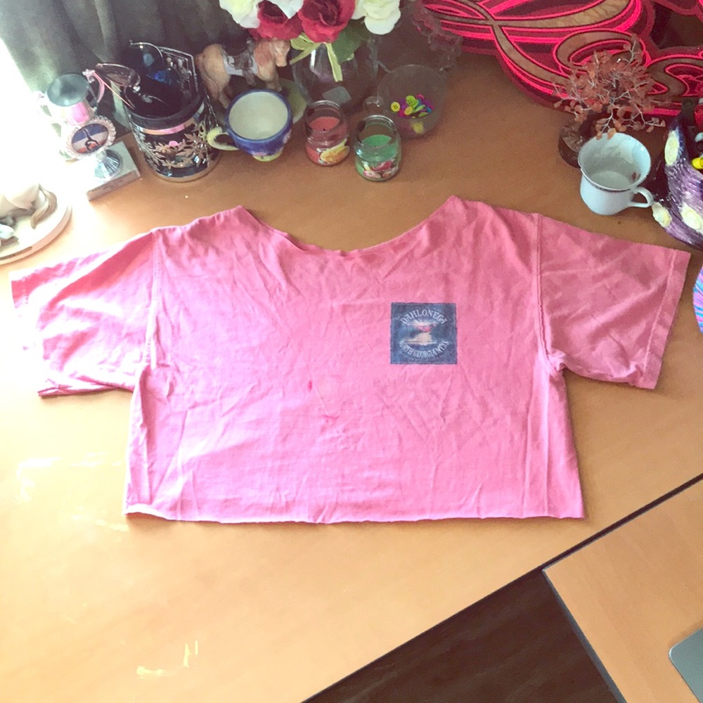 Homemade Salmon-Colored Crop Top